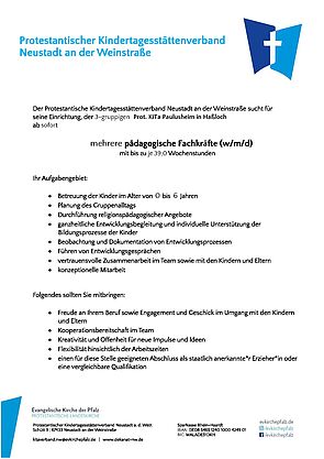 Stellenausschreibung pädagogische Fachkräfte Seite 1